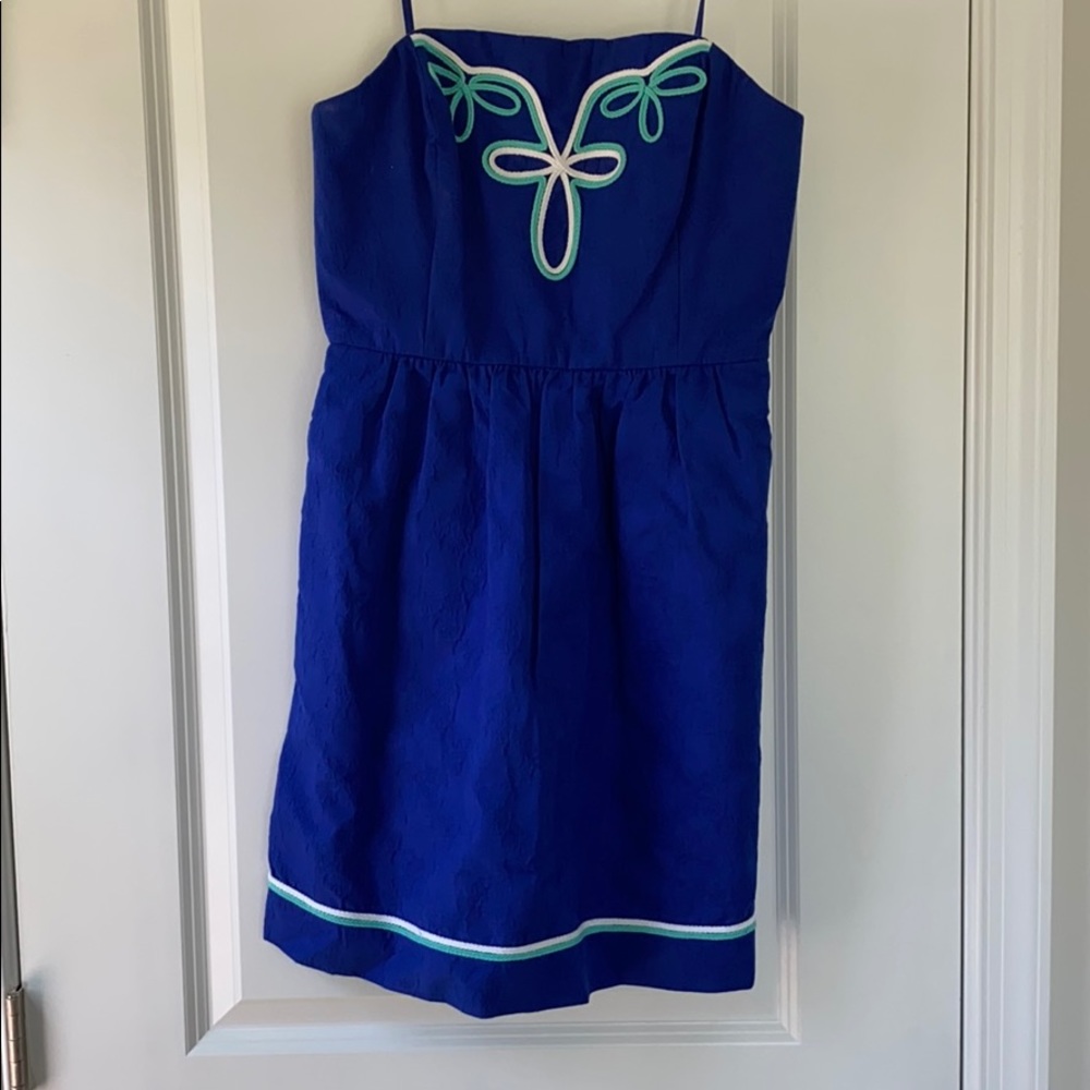 Vineyard Vines Strapless Blue Dress with Pockets